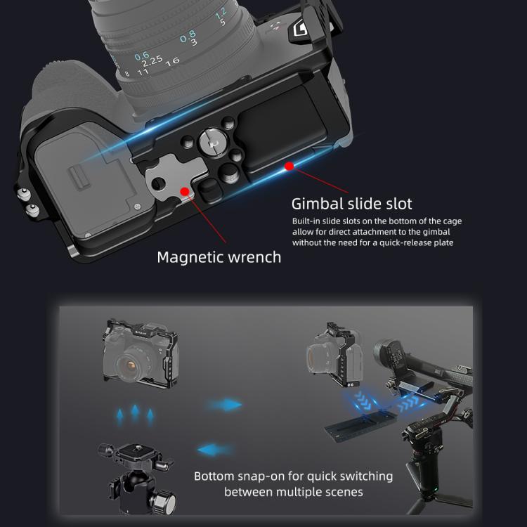 PULUZ Metal Camera Cage Stabilizer Rig for Sony A7 IV / ILCE-7M4 / A7M4 / A7M3 / A7R3 / A7R III / A7R5