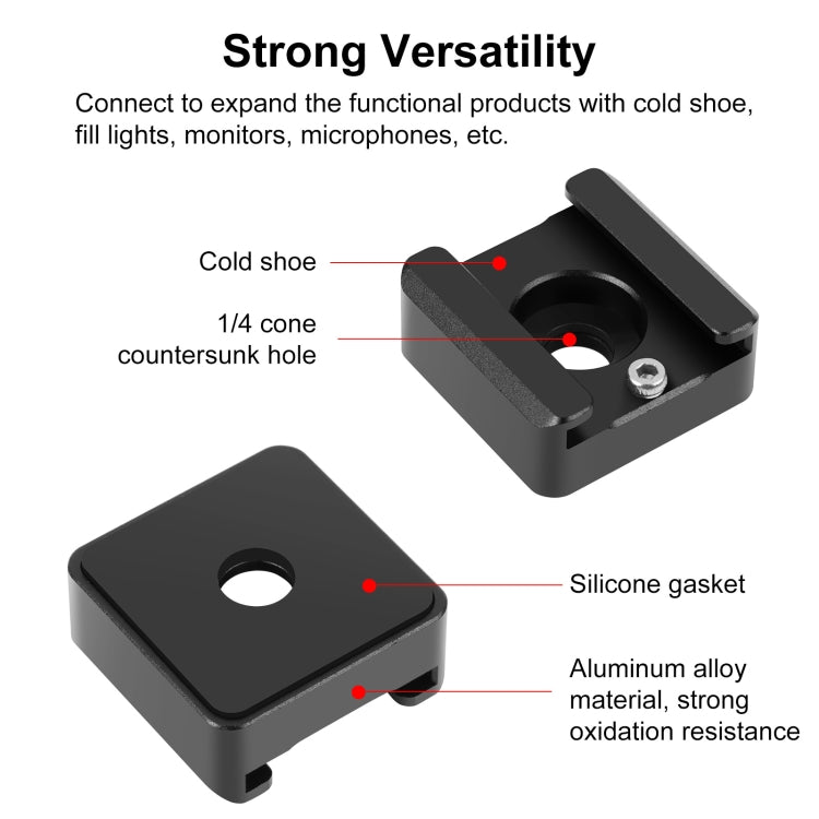 PULUZ Expand Cold Shoe Mount Adapter Microphone Flash Light Aluminum Alloy Holder Bracket