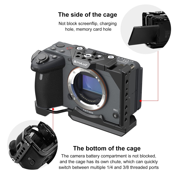 For Sony ILME-FX30 / FX3 PULUZ Metal Camera Cage Stabilizer Rig with NOTA Slider