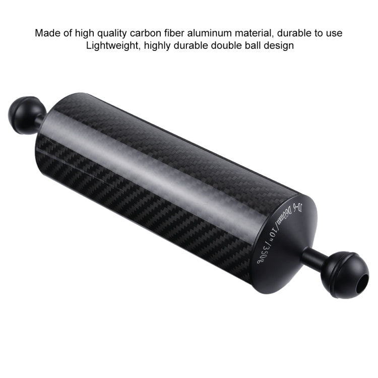 PULUZ 10.82 inch 27.5cm Length 60mm Diameter Dual Balls Carbon Fiber Floating Arm, Ball Diameter: 25mm, Buoyancy: 350g