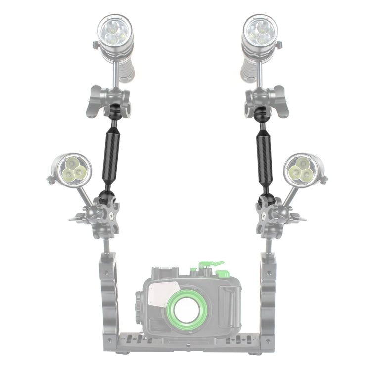 PULUZ 12 inch 30.4cm Length 20.8mm Diameter Dual Balls Carbon Fiber Floating Arm, Ball Diameter: 25mm