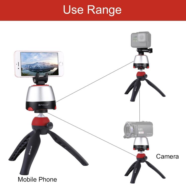 PULUZ Electronic 360 Degree Rotation Panoramic Head + Tripod Mount + GoPro Clamp + Phone Clamp with Remote Controller for Smartphones, GoPro, DSLR Cameras