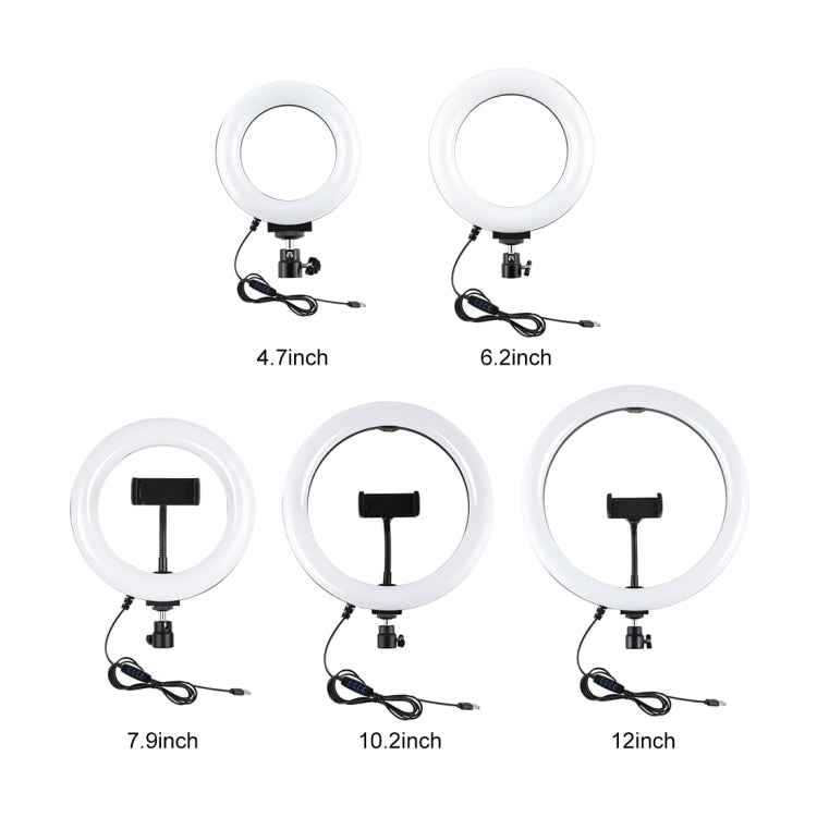 حلقة إضاءة LED قابلة للتعتيم بمنفذ USB مقاس 4.7 بوصة و12 سم من بولوز مزودة بـ 3 أوضاع تصوير سيلفي وفيديو وتصوير فوتوغرافي مع حامل ثلاثي القوائم ورأس كروي، مقاس 4.7 بوصة مع رأس كروي
