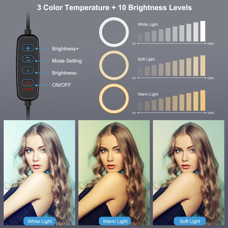 حلقة إضاءة LED قابلة للتعتيم بمنفذ USB مقاس 4.7 بوصة و12 سم من بولوز مزودة بـ 3 أوضاع تصوير سيلفي وفيديو وتصوير فوتوغرافي مع حامل ثلاثي القوائم ورأس كروي، مقاس 4.7 بوصة مع رأس كروي