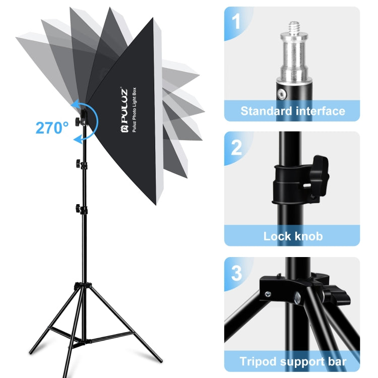 صندوق إضاءة استوديو بولوز 50×70 سم + حامل ثلاثي القوائم بطول 2 متر + مصباح LED أبيض E27 30 واط 5700 كلفن، طقم تصوير، مصباح واحد قابس أمريكي، مصباح واحد قابس أوروبي