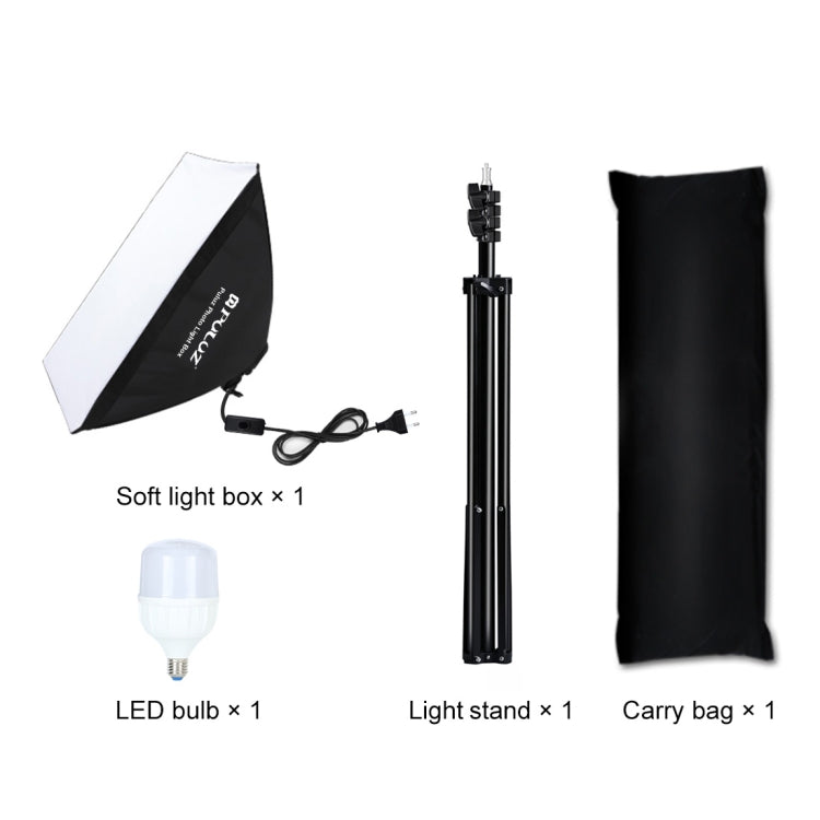 صندوق إضاءة استوديو بولوز 50×70 سم + حامل ثلاثي القوائم بطول 2 متر + مصباح LED أبيض E27 30 واط 5700 كلفن، طقم تصوير، مصباح واحد قابس أمريكي، مصباح واحد قابس أوروبي