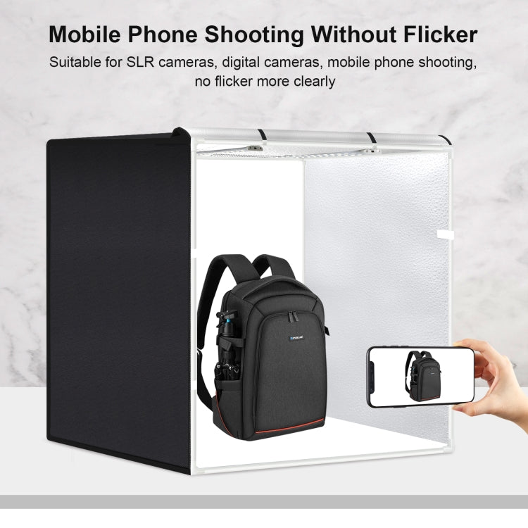 PULUZ 80cm Folding Portable 80W 9050LM White Light Photo Lighting Studio Shooting Tent Box Kit with 3 Colors (Black, White, Orange) Backdrops, 80cm Box(US), 80cm Box(EU), 80cm Box(AU), 80cm Box(UK)