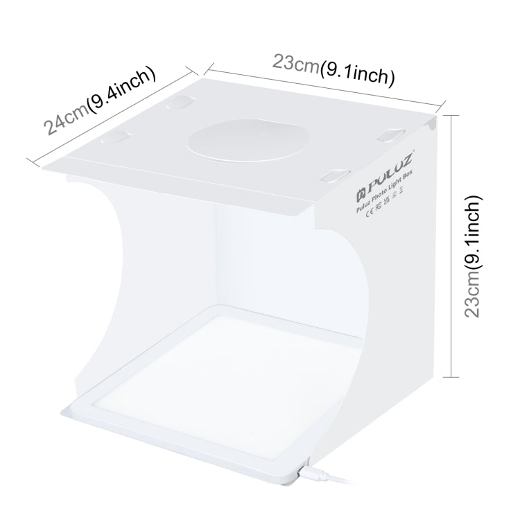 لوحة مصباح إضاءة LED صغير للتصوير الفوتوغرافي بدون ظل من PULUZ + صندوق خيمة تصوير الاستوديو، مصنوع من مادة الأكريليك، مساحة فعالة 20 سم × 20 سم، 20 سم (2 مصباح LED) + إضاءة بدون ظل