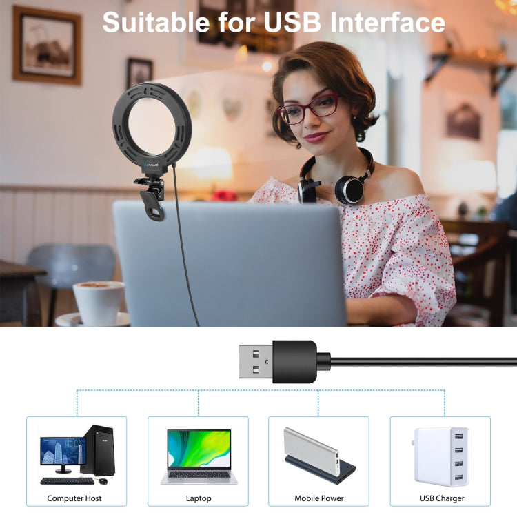 ضوء حلقي من بولوز 4.7 بوصة 12 سم لصور السيلفي، 3 أوضاع إضاءة USB قابلة للتعتيم، درجة حرارة لون مزدوجة، إضاءة منحنية لتصوير الفيديو مع حامل مشبك للشاشة، 4.7 بوصة + مشبك