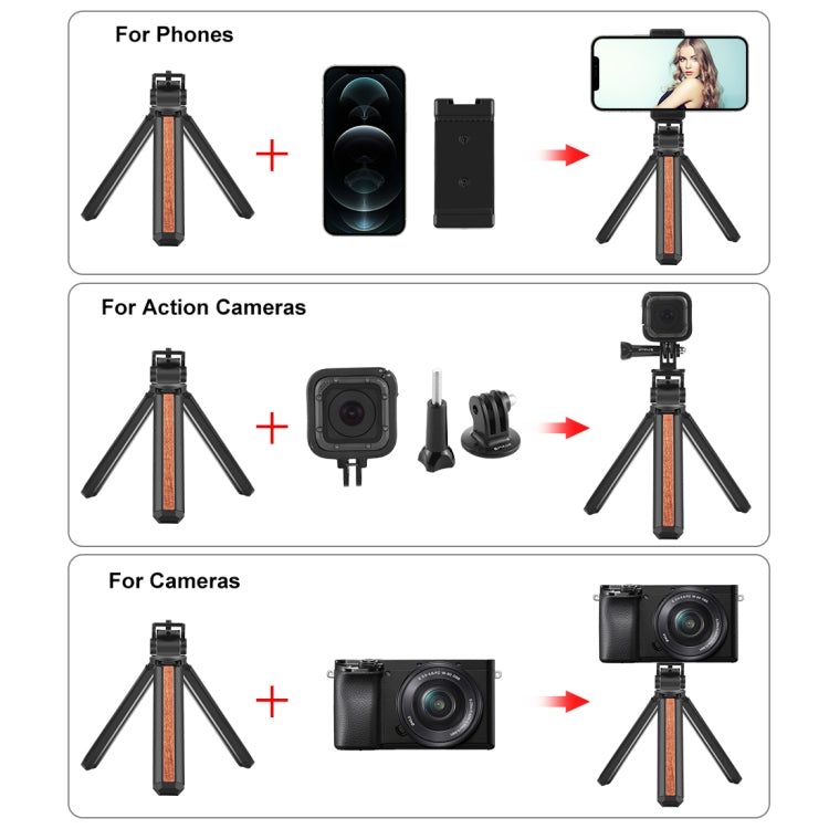 PULUZ Inlaid Wood Desktop Vlogging Live Tripod Holder with Tripod Head