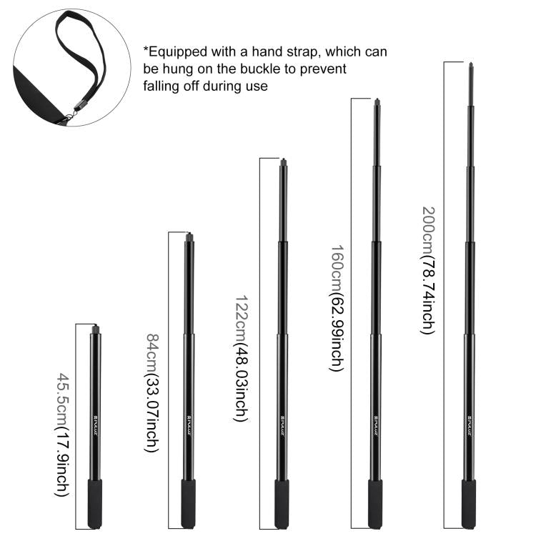 PULUZ 2m Metal Selfie Stick Monopod for Insta360 One RS / X2 / X3, 2m Monopod
