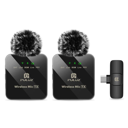 PULUZ Wireless Lavalier Microphone for Type-C Phone, Type-C Receiver and Dual Microphones