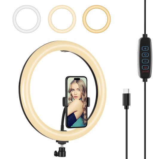 PULUZ PD20W 11.8 inch 30cm Type-C 3 Modes Dimmable Dual Color Temperature LED Curved Diffuse Light Ring Vlogging Selfie Photography Video Lights with Phone Clamp