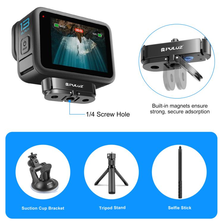 For GoPro HERO13 Black PULUZ Magnetic Quick Release Metal Base