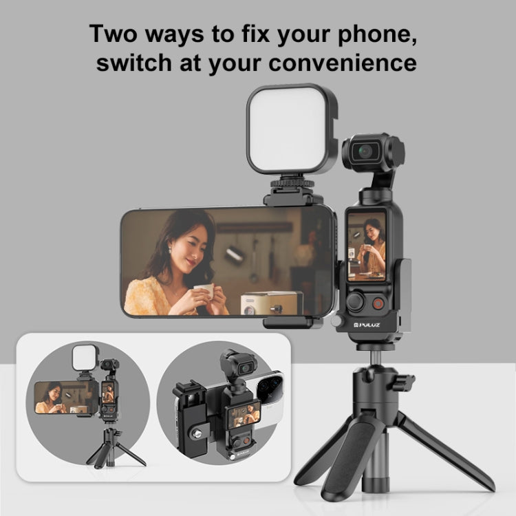 حامل محول مشبك الهاتف القابل للتوسيع بإطار حماية PULUZ لكاميرا DJI OSMO Pocket 3، إطار مشبك الهاتف