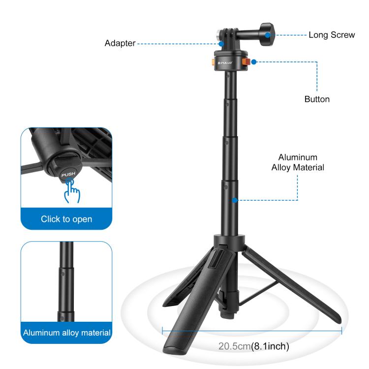 PULUZ Mini Magnetic Quick Release Selfie Stick Tripod