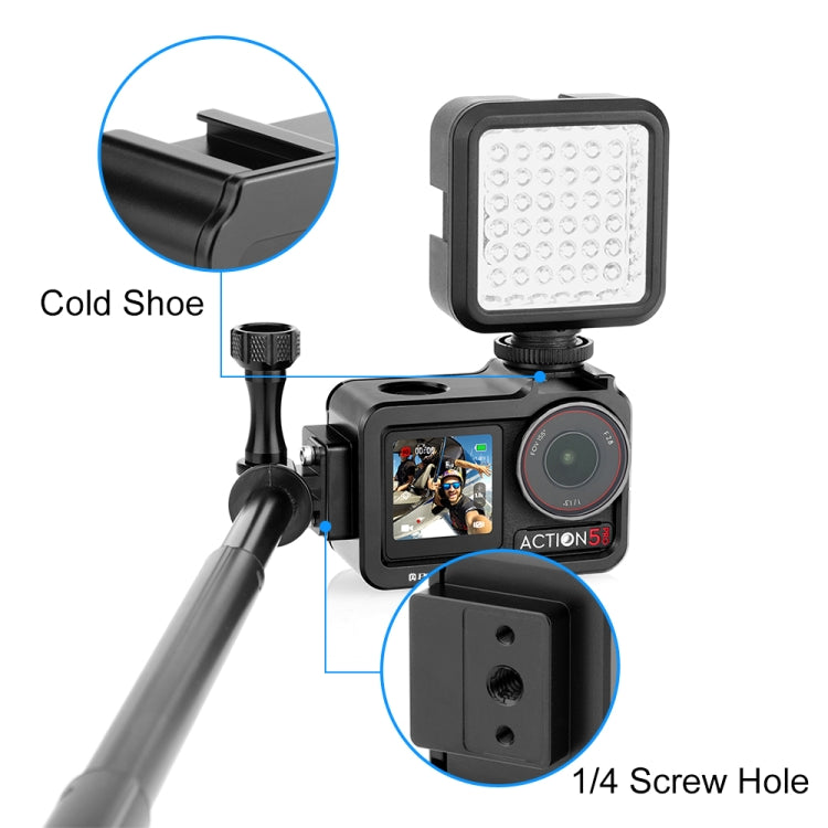 For DJI Osmo Action 5 Pro PULUZ Metal Cage Expansion Adapter Frame with Cold Shoe