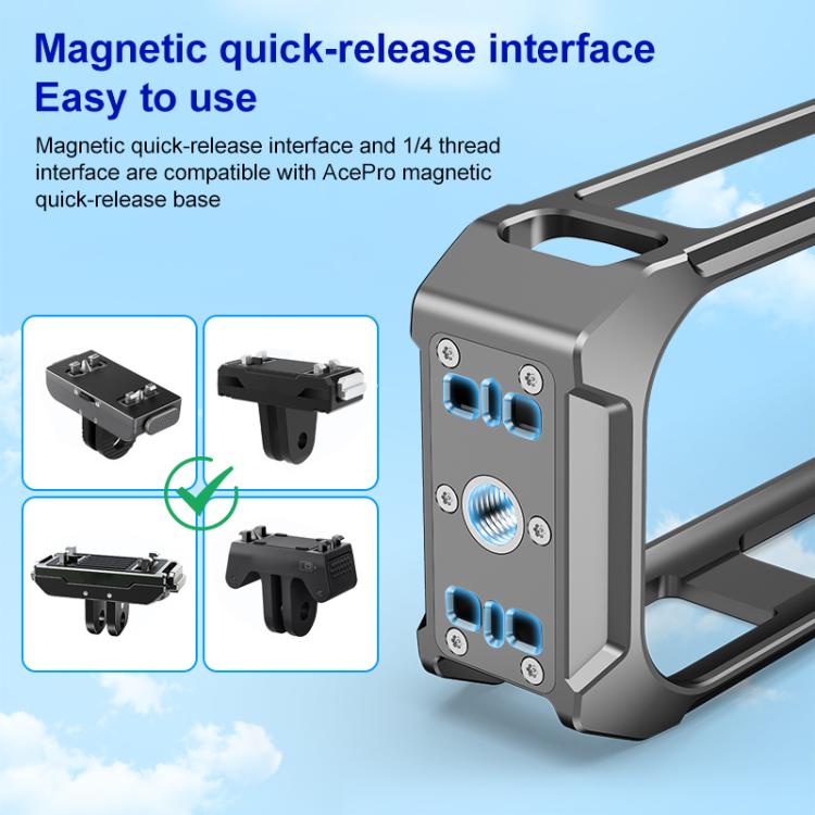For Insta360 X4 PULUZ Aluminum Alloy Protective Cage Rig Expand Cold Shoe Housing Frame, Protective Cage