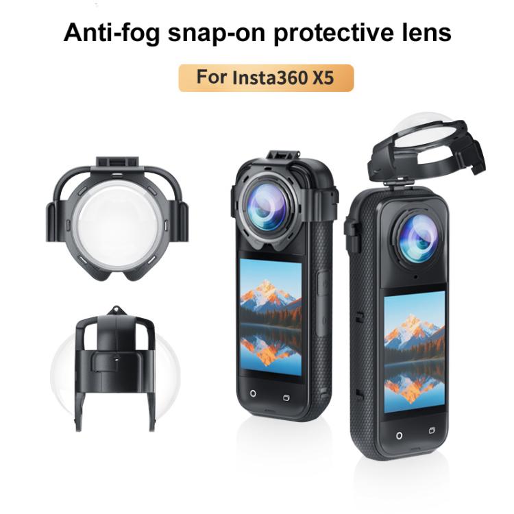 غطاء حماية للعدسات من الزجاج المقوى البصري القابل للتركيب من PULUZ لكاميرا Insta360 X5، واقي للعدسات قابل للتركيب