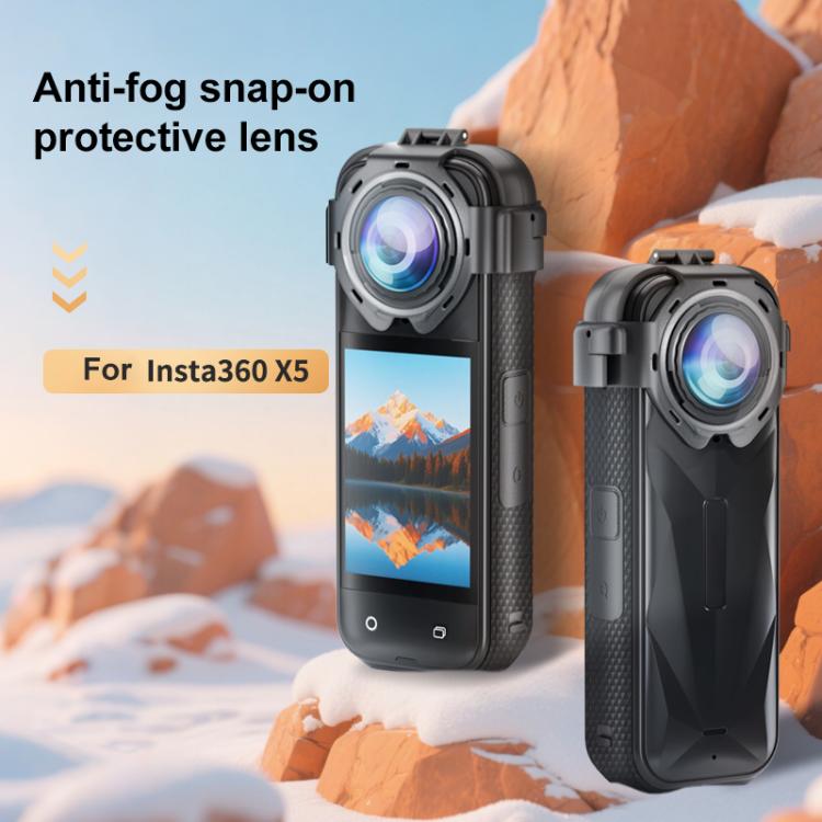 غطاء حماية للعدسات من الزجاج المقوى البصري القابل للتركيب من PULUZ لكاميرا Insta360 X5، واقي للعدسات قابل للتركيب