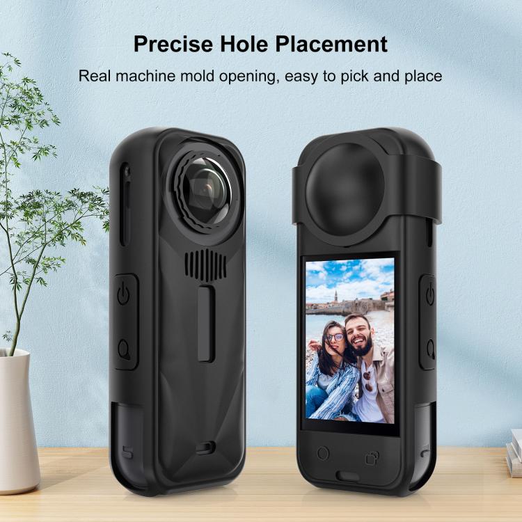 جراب حماية من السيليكون PULUZ مع غطاء للعدسة لكاميرا Insta360 X5، جراب سيليكون مع غطاء للعدسة (أسود)، جراب سيليكون مع غطاء للعدسة (أزرق)، جراب سيليكون مع غطاء للعدسة (أحمر)