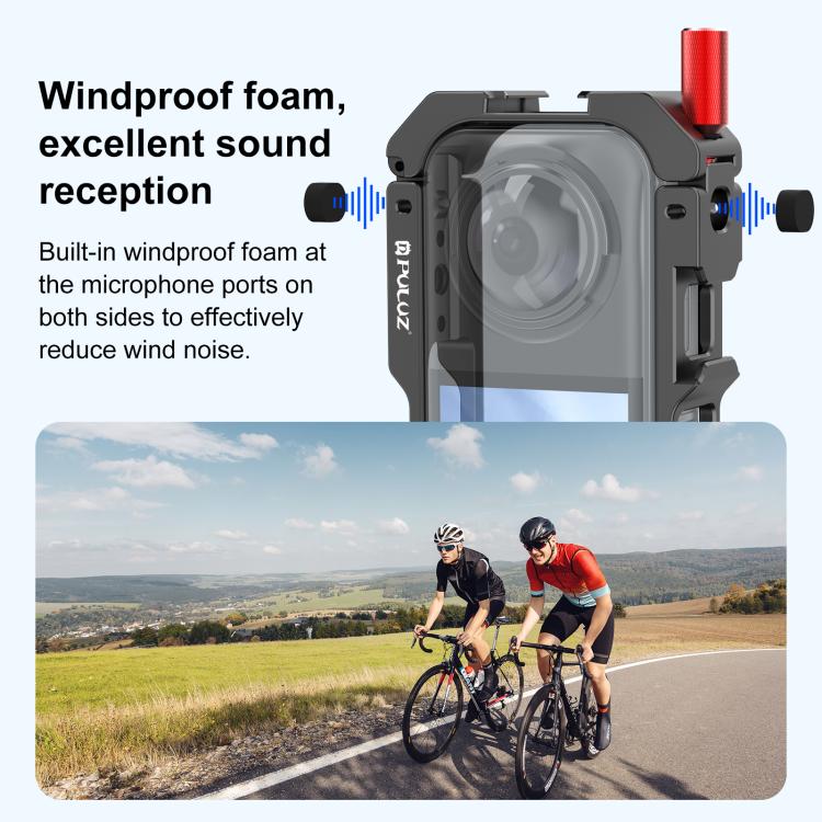 لكاميرا Insta360 X5 PULUZ، إطار قفص معدني واقي مع غطاء عدسة، قفص معدني واقي