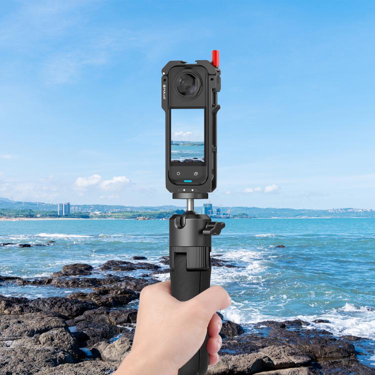 لكاميرا Insta360 X5 PULUZ، إطار قفص معدني واقي مع غطاء عدسة، قفص معدني واقي