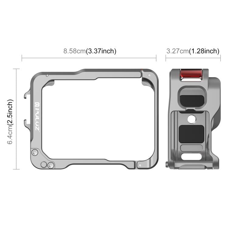 For Insta360 Ace Pro 2 PULUZ Aluminum Alloy Protective Cage Rig Dual Cold Shoe Housing Frame
