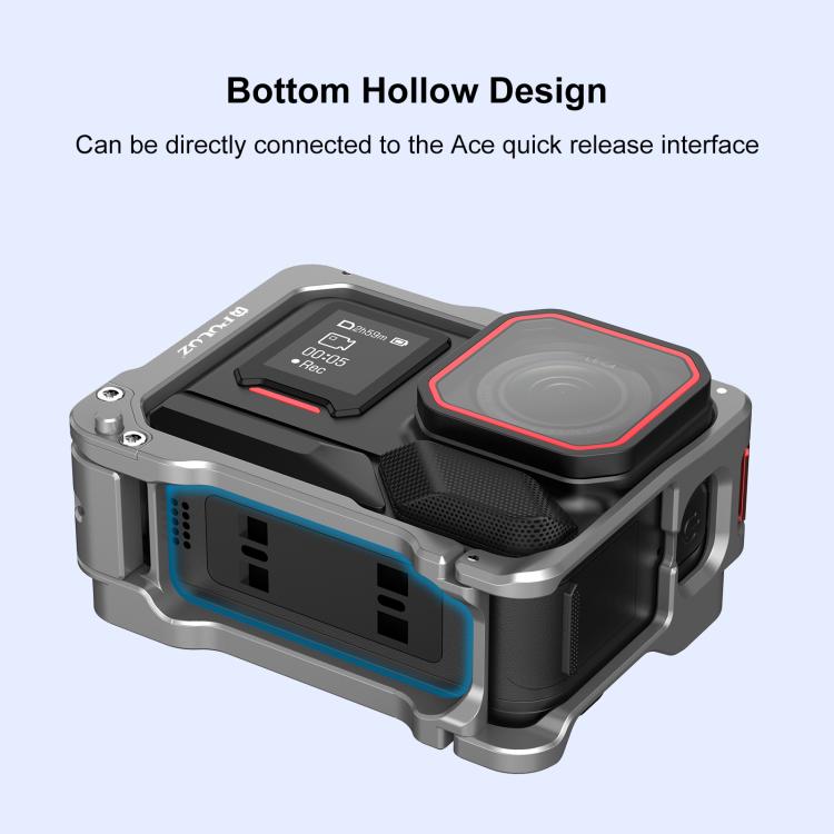 For Insta360 Ace Pro 2 PULUZ Aluminum Alloy Protective Cage Rig Dual Cold Shoe Housing Frame