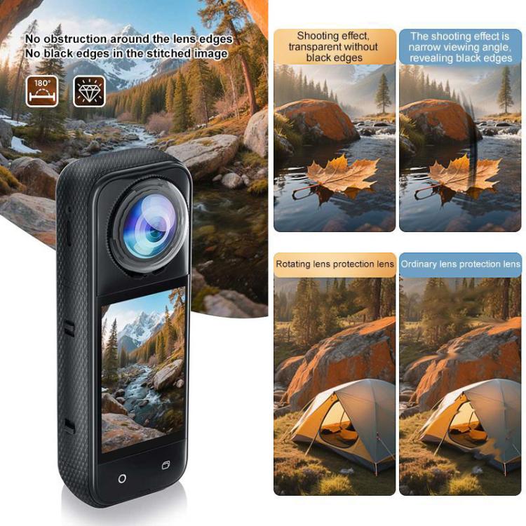 غطاء حماية للعدسات الدوارة من البولي كربونات لكاميرا Insta360 X5 PULUZ، واقي للعدسات الدوارة من البولي كربونات