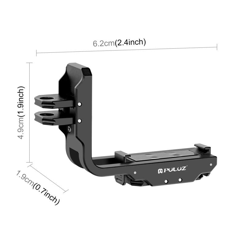 لـ DJI Osmo Action 5 Pro / 4 / 3 PULUZ حامل معدني مغناطيسي سريع الفك على شكل حرف L للتصوير الرأسي والأفقي، لـ DJI Osmo Action 5 Pro / 4