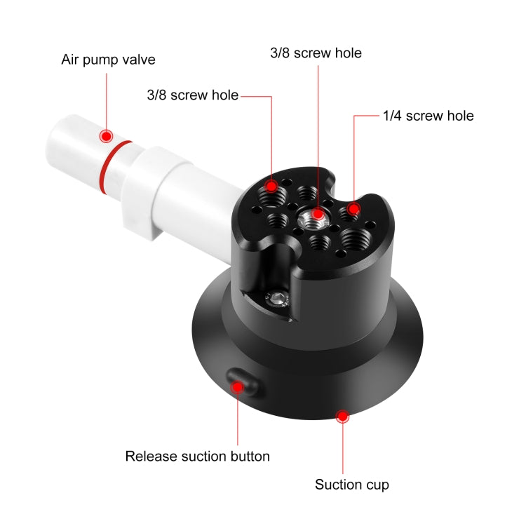 PULUZ 3 inch Car Single Pump Suction Cup Aluminum Alloy Mount, Pump Suction Cup Mount