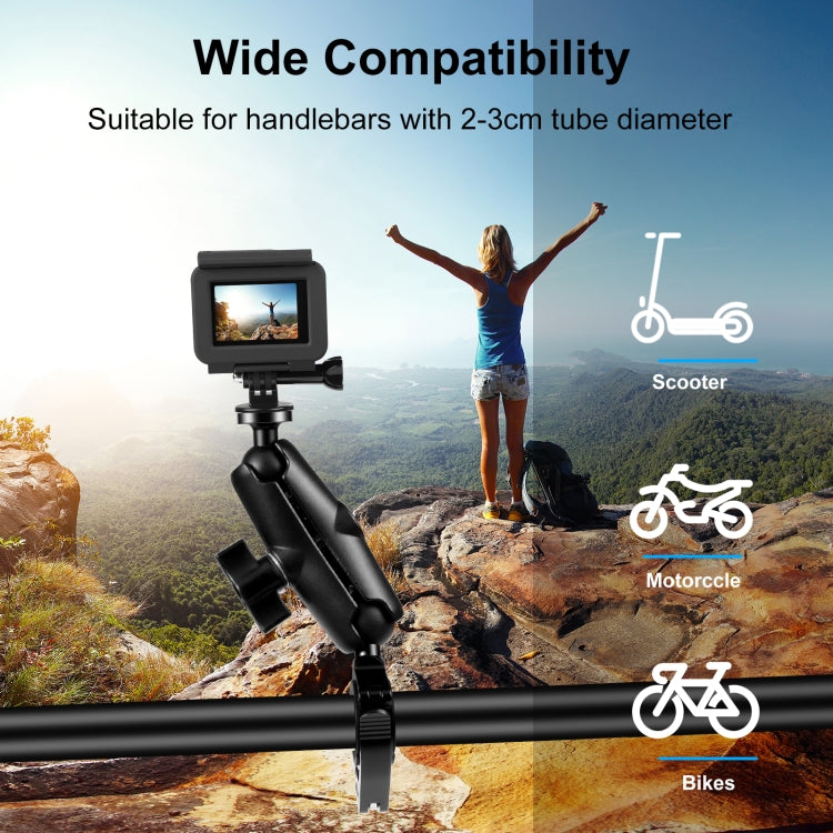 مشبك سريع الفك من PULUZ لدراجة نارية على شكل حرف O، حامل تثبيت ثابت على المقود لكاميرات GoPro وغيرها من كاميرات الحركة، حامل على شكل حرف O