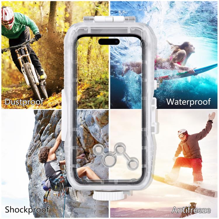 PULUZ 40m/130ft Waterproof Diving Case for 15 Pro Max / 15 Plus / iPhone 14 Plus / 14 Pro Max / 13 Pro Max / 12 Pro Max / 11 Pro Max, with One-way Valve Photo Video Taking Underwater Housing Cover