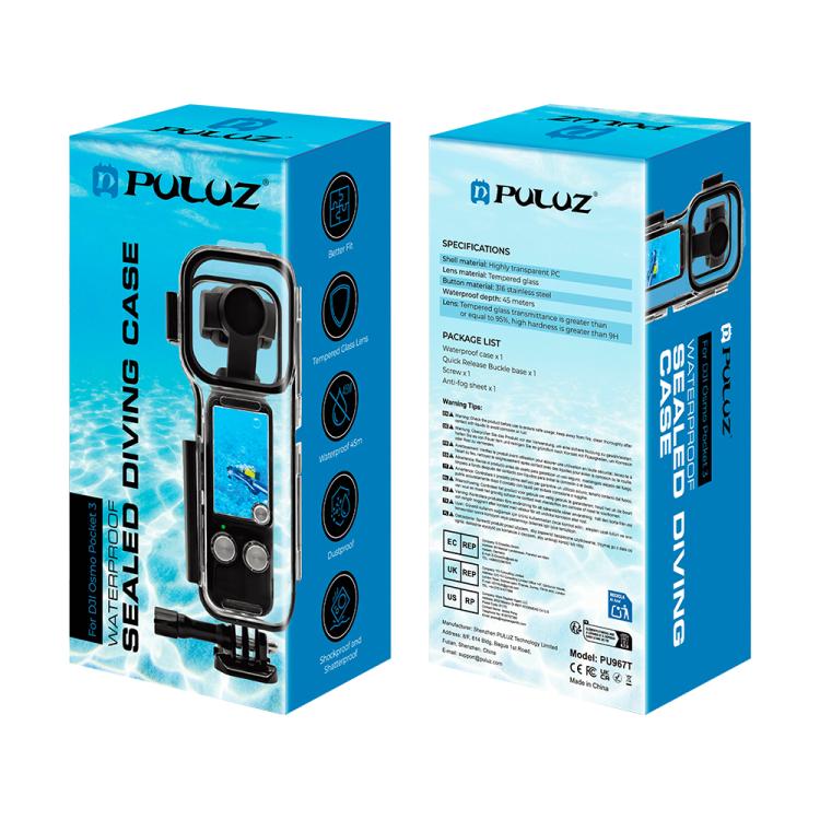 For DJI Osmo Pocket 3 PULUZ 45m Underwater Waterproof Housing Diving Case