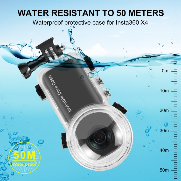 جراب غوص محكم الغلق مقاوم للماء لكاميرا Insta360 X4 PULUZ 50 مترًا، جراب غوص