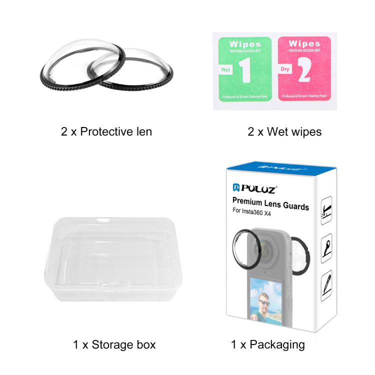 For Insta360 X4 PULUZ Rotation Optical Glass Lens Guard Protective Cover, Glass Lens Guard