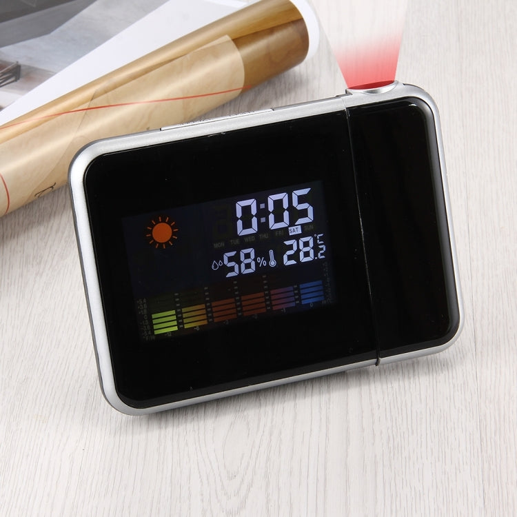 Multifunctional Digital Color LCD Display LED Projection Alarm Clock with Weather Station / Temperature / Humidity / Calendar, LED Projection Alarm Clock