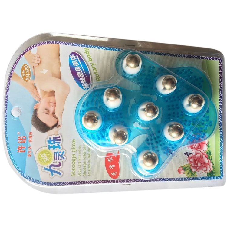 Thickened Palm-shaped Handheld Ball Meridian Massager, Nine balls Magenta, Nine balls Blue