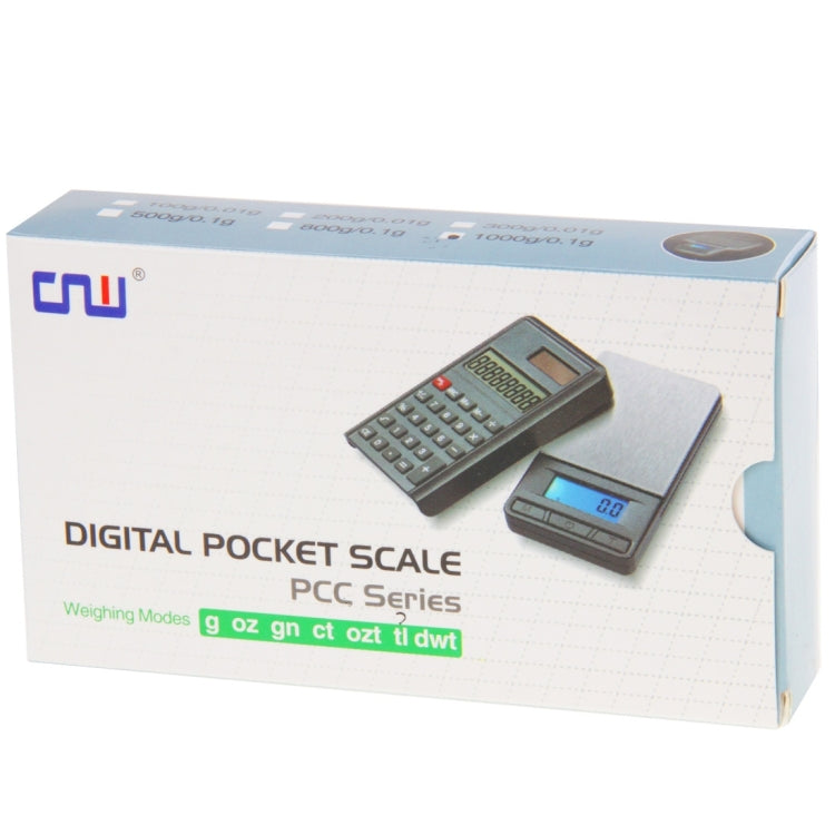 2 in 1 Electronic Pocket 1000g x 0.1g Jewelry Digital Scale Balance + Calculator with Digits LCD Display, 1000g x 0.1g