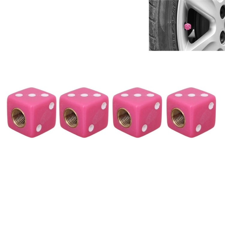 Universal 8mm Dice Style Plastic Car Tire Valve Caps, Pack of 4, Dice Shape 3 Magenta, Dice Shape 3, Dice Style 3