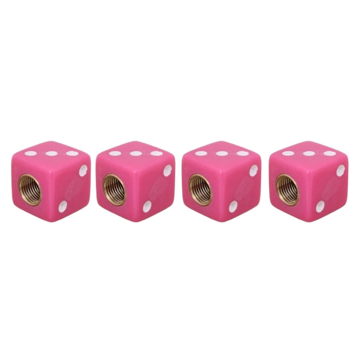 Universal 8mm Dice Style Plastic Car Tire Valve Caps, Pack of 4, Dice Shape 3 Magenta, Dice Shape 3, Dice Style 3