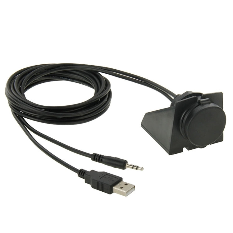 USB 2.0 & 3.5mm Male to Female Extension Cable with Car Flush Mount, Length: 2m, USB 2.0 & 3.5mm Male to Female