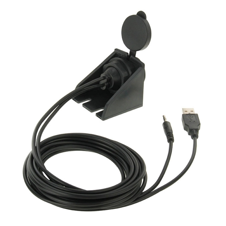 USB 2.0 & 3.5mm Male to Female Extension Cable with Car Flush Mount, Length: 2m, USB 2.0 & 3.5mm Male to Female