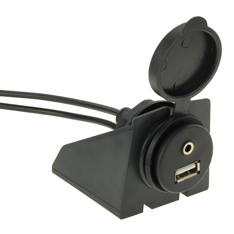 USB 2.0 & 3.5mm Male to Female Extension Cable with Car Flush Mount, Length: 2m, USB 2.0 & 3.5mm Male to Female