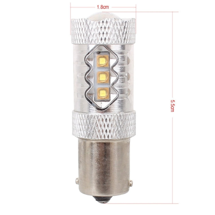1156/BA15S 80 واط 800 لومن 6500 كلفن ضوء أبيض 16-3535-LED ضوء احتياطي للسيارة، تيار مستمر 12-24 فولت، 1156 80 واط