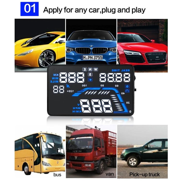 Q7 5.5 inch Car GPS HUD Vehicle-mounted Head Up Display Security System, Support Speed & Real Time & Altitude & Over Speed Alarm & Satellite Number, etc., Q7