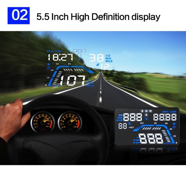Q7 5.5 inch Car GPS HUD Vehicle-mounted Head Up Display Security System, Support Speed & Real Time & Altitude & Over Speed Alarm & Satellite Number, etc., Q7