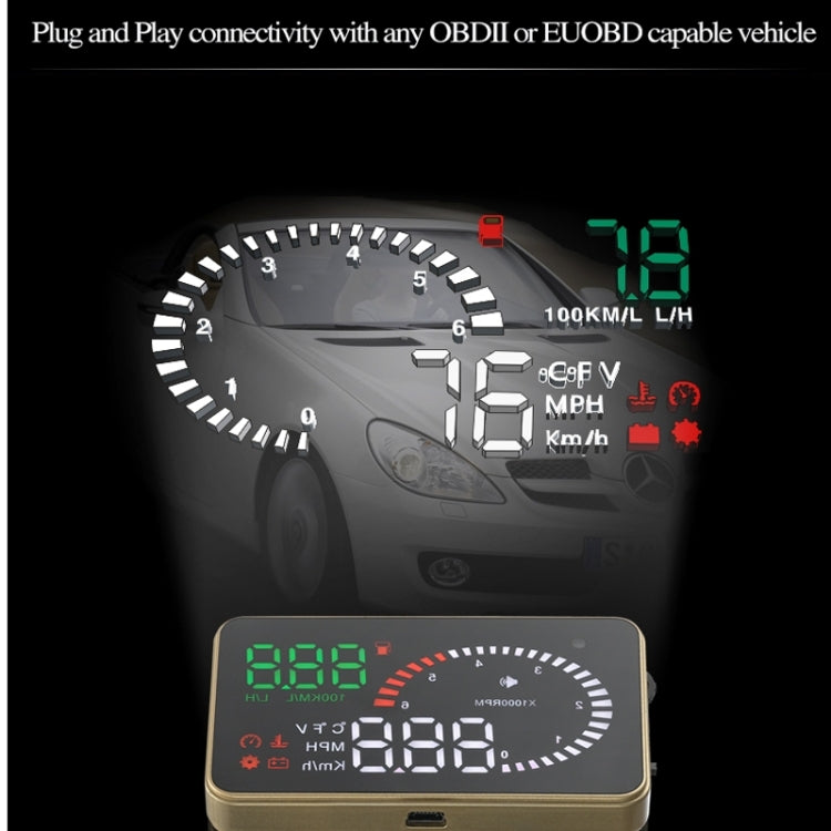 X6 3.5 inch Car OBDII / EUOBD HUD Vehicle-mounted Head Up Display Security System, Support Speed & Water Temperature & Speed Alarm & Fuel Consumption & Battery Voltage, etc., X6