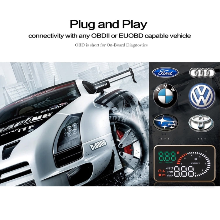 X6 3.5 inch Car OBDII / EUOBD HUD Vehicle-mounted Head Up Display Security System, Support Speed & Water Temperature & Speed Alarm & Fuel Consumption & Battery Voltage, etc., X6